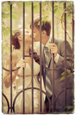 damat ve gelin bir parkta