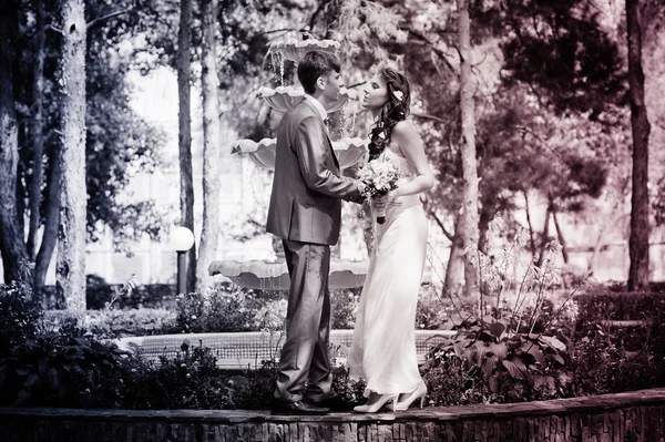 damat ve gelin bir parkta