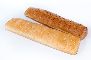 yalıtılmış bir beyaz zemin üzerinde sandviç için topuz