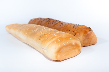 yalıtılmış bir beyaz zemin üzerinde sandviç için topuz