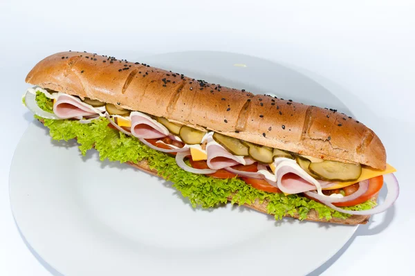 Panino isolato su sfondo bianco — Foto Stock