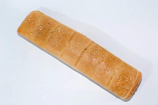 Pão para sanduíche em um fundo branco isolado — Fotografia de Stock