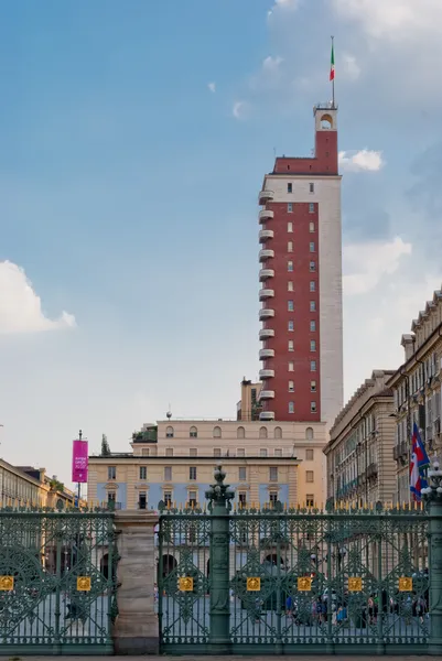 Torino, Torre Littoria, Piazza Castello — Stok fotoğraf