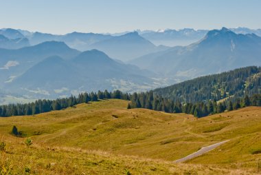 dağlar ve mont blanc görünümünden cret de chatillon, Fransa