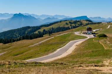 dağlar ve mont blanc görünümünden cret de chatillon, Fransa