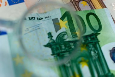 Euro banknot objektif denetleme.