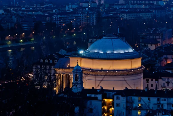 Torino, gran madre di dio Kościół nocą — Zdjęcie stockowe