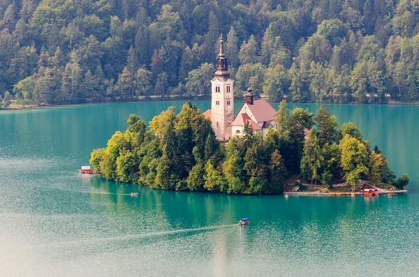 Lago Bled e isla, región de Gorenjska, Eslovenia — Foto de Stock