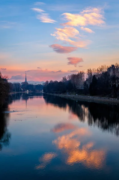 Turin Torino Beautifu View Mole Antonelliana River — Stockfoto