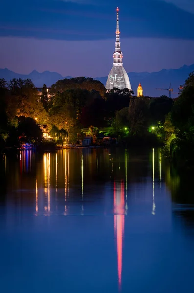 Turin Torino Beautifu View Mole Antonelliana River Obrazek Stockowy