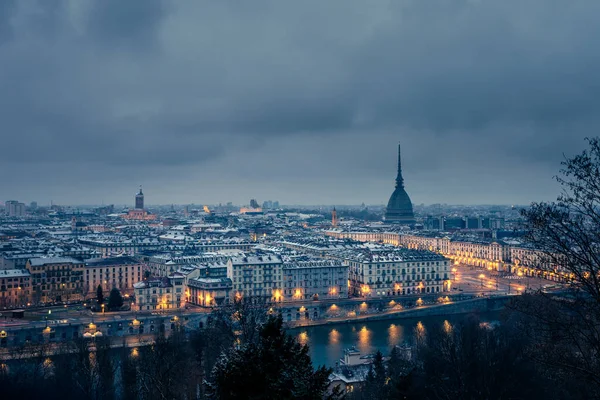 Turin Torino Cityscape Mole Antonelliana Rechtenvrije Stockafbeeldingen