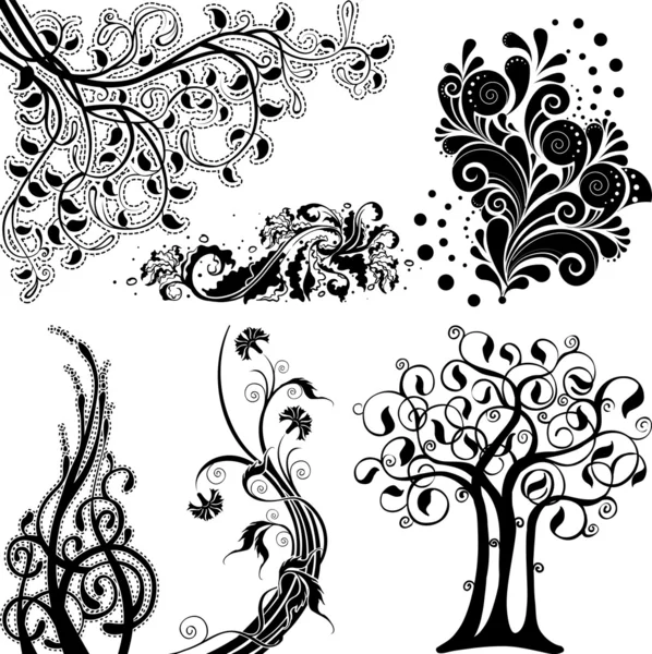 Floral ornament elements set — Stock Vector