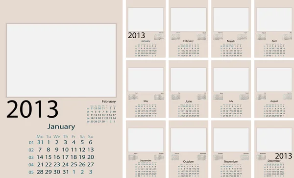 Calendario 2013 fissato — Vettoriale Stock