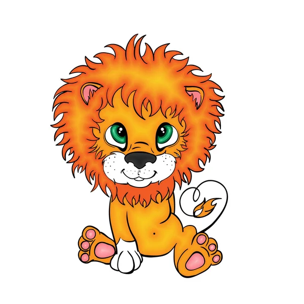 Pequeño león de dibujos animados — Vector de stock