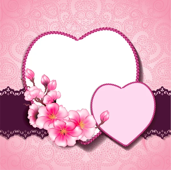 Plantilla de diseño de corazón adorno floral vintage — Vector de stock