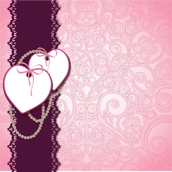 Plantilla de diseño de corazón adorno floral vintage — Vector de stock