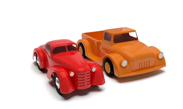 Dois carros de brinquedo retro — Fotografia de Stock