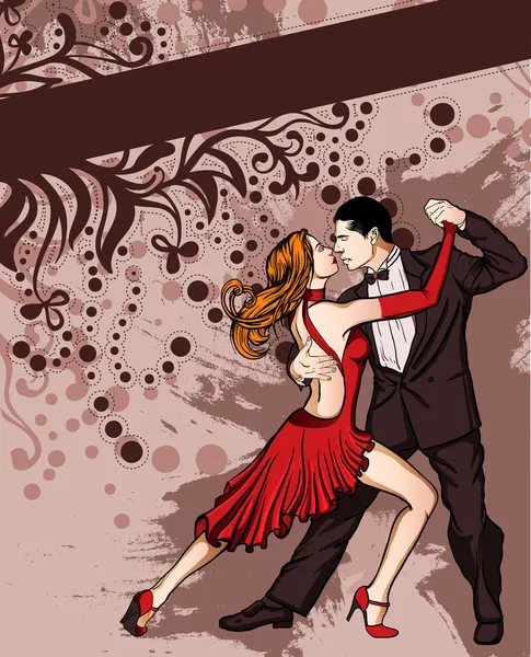 Um casal dançando tango — Vetor de Stock