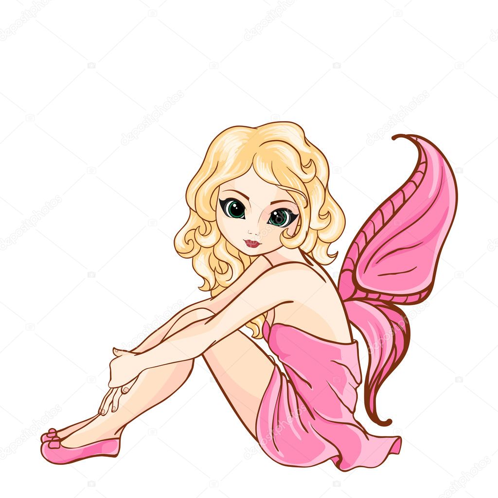Little cartoon fairy in pink dress Stock Vector Image by ©BlackSpring1