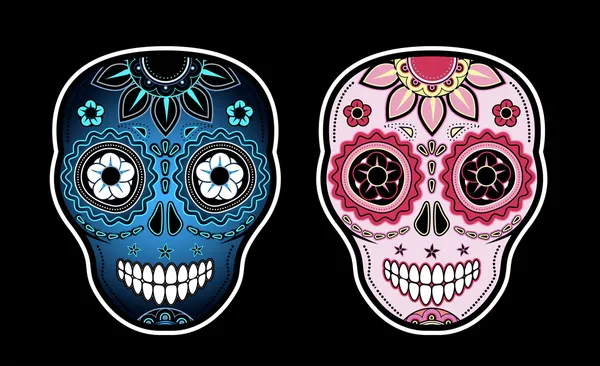 Two sugar skulls — Stock Vector