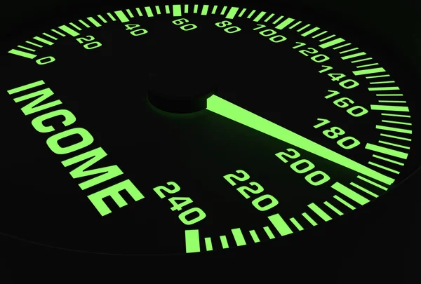 Speedometer showing rising of income — Stock Photo, Image