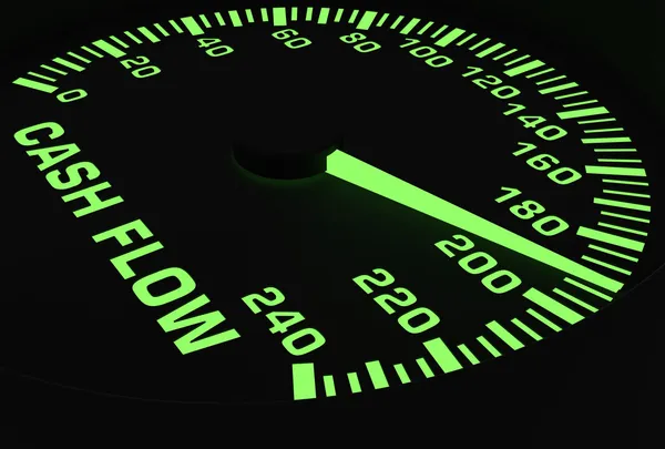 Hastighetsmåler som viser stigende kontantstrøm – stockfoto