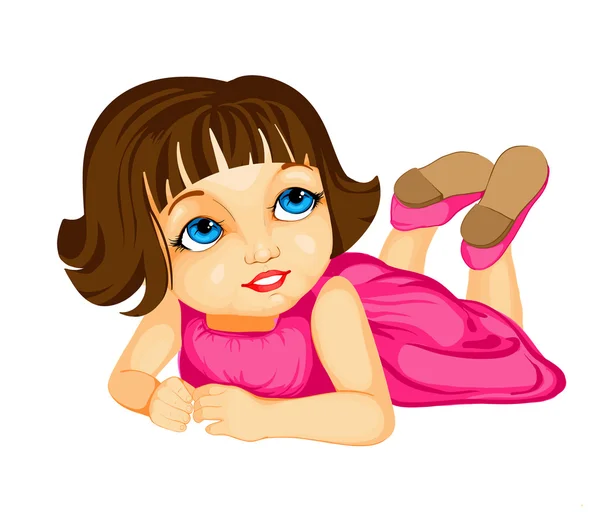 Cartoon little girl laying — Stock Vector