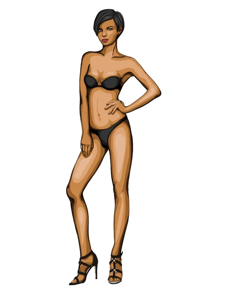 Kız bikini Mayo ile bronz bronzluk — Stok Vektör