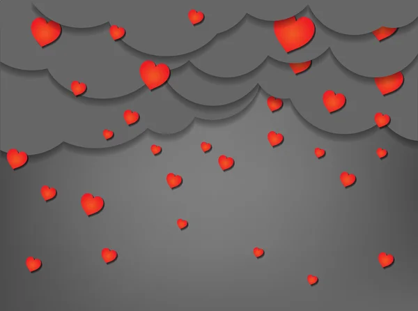 Paper cut raining hearts — Stock Vector