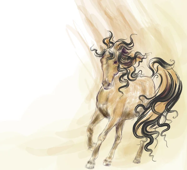Cavalo de corrida desenhado à mão — Vetor de Stock