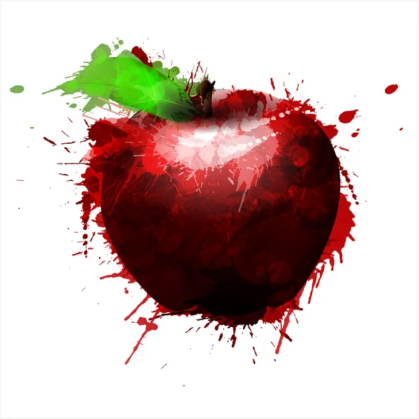 Pomme faite d'éclaboussures colorées sur fond blanc — Image vectorielle