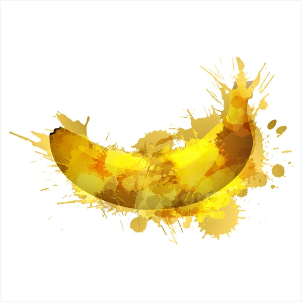Banane faite d'éclaboussures colorées sur fond blanc — Image vectorielle