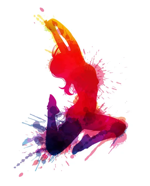 Fille dansante avec des éclaboussures grungy — Image vectorielle