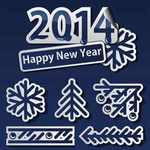 Ano Novo 2014 conjunto de símbolos —  Vetores de Stock