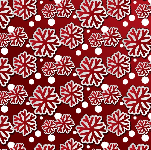 빨간 눈송이 원활한 패턴 — 스톡 벡터