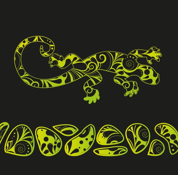 非洲的动机花饰蜥蜴背景 — 图库矢量图片