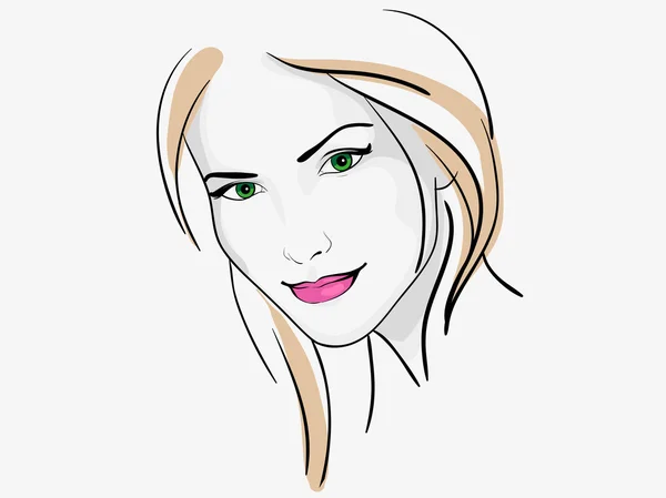 Young beautiful woman portrait sketch — Stock Vector