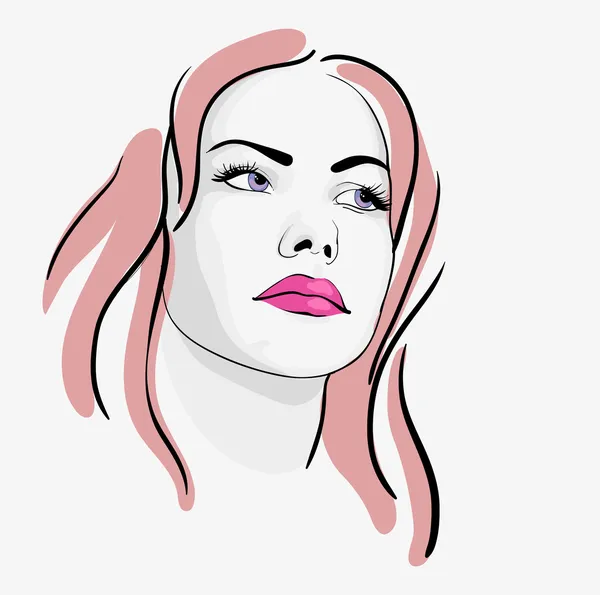 Joven mujer hermosa retrato boceto — Vector de stock