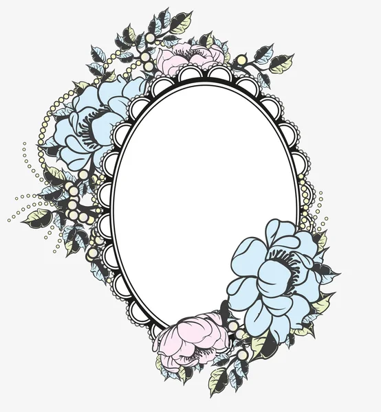 Oval floral frame template — Stock Vector