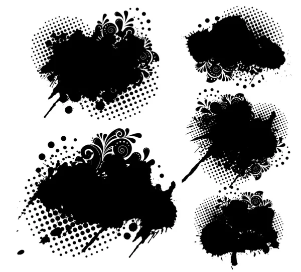 Grunge splatters és pontok beállítása — Stock Vector