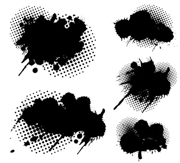 Grunge splatters and dots set — Stock Vector