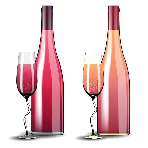 Bouteille et verre Frizzante — Image vectorielle