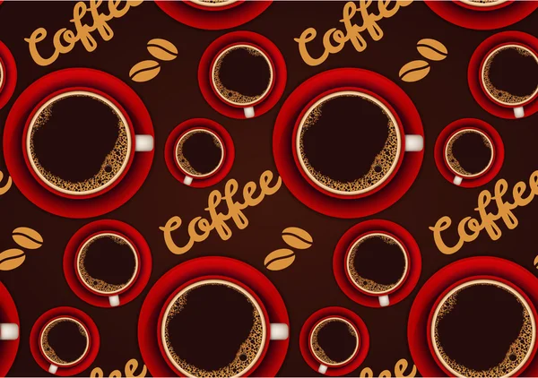 Taza roja de café sin costura de fondo — Vector de stock