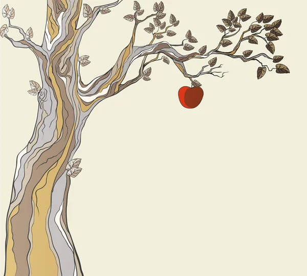 Le péché originel. Arbre à pomme . — Image vectorielle