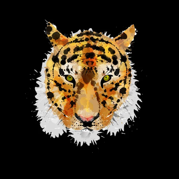 Tigerkopf aus bunten Spritzern — Stockvektor