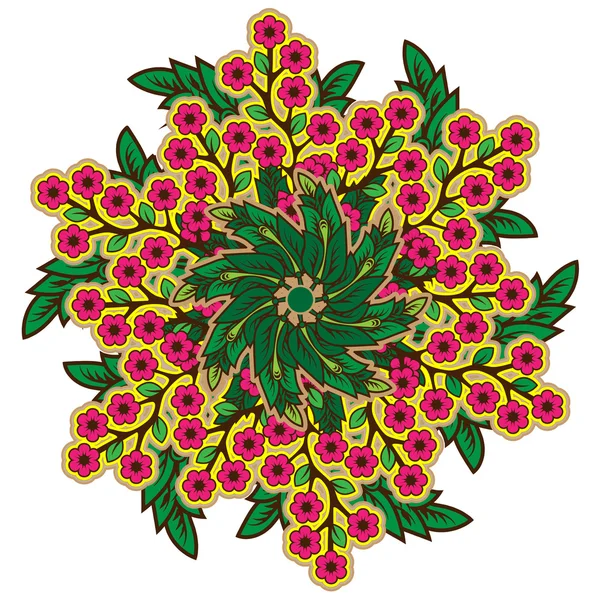Rústico ornamento floral radial — Vetor de Stock