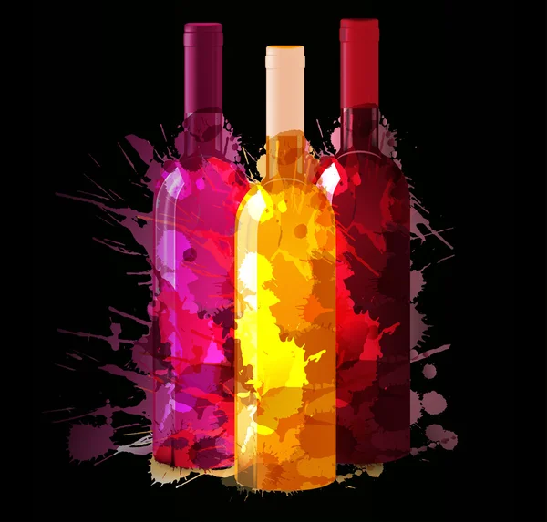 Grupo de garrafas de vinho — Vetor de Stock