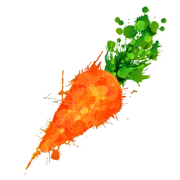 Cenoura feita de salpicos coloridos no fundo branco — Vetor de Stock