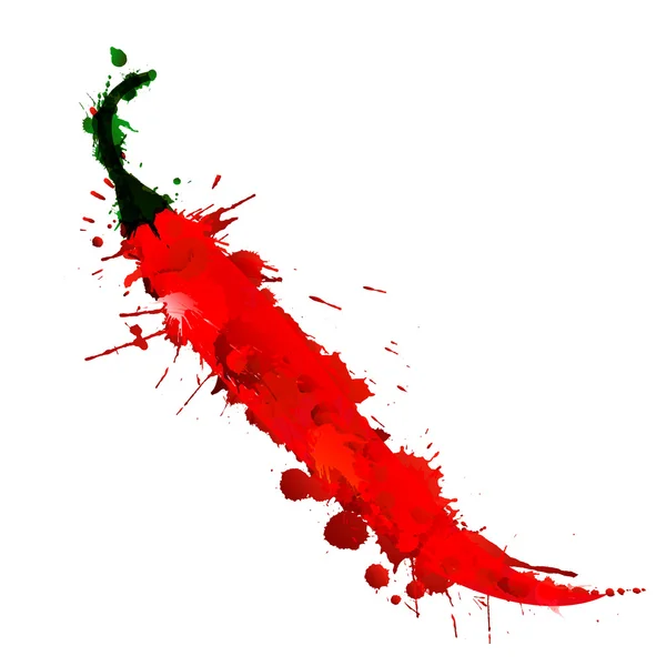 Chili peper gemaakt van kleurrijke spetters op witte achtergrond — Stockvector