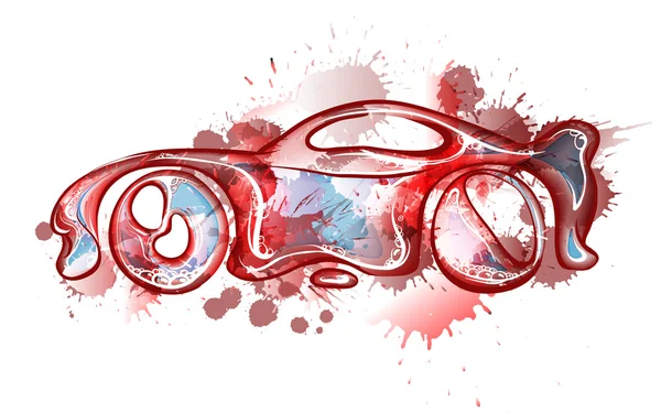 Concept car aquarelle. Conception propre . — Image vectorielle